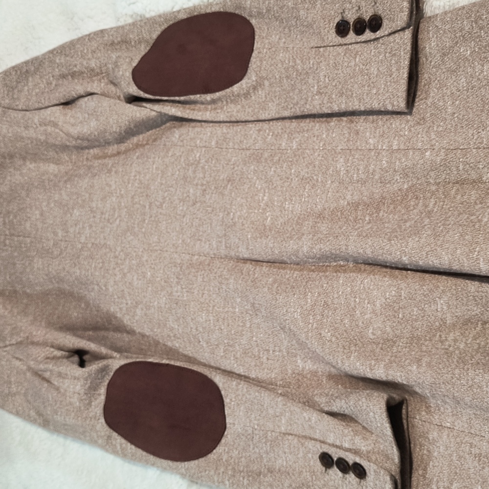 Tommy Hilfiger Women's Tan Marled Knit Blazer Elbow Patches Jacket Size 2 Preppy - Picture 11 of 16